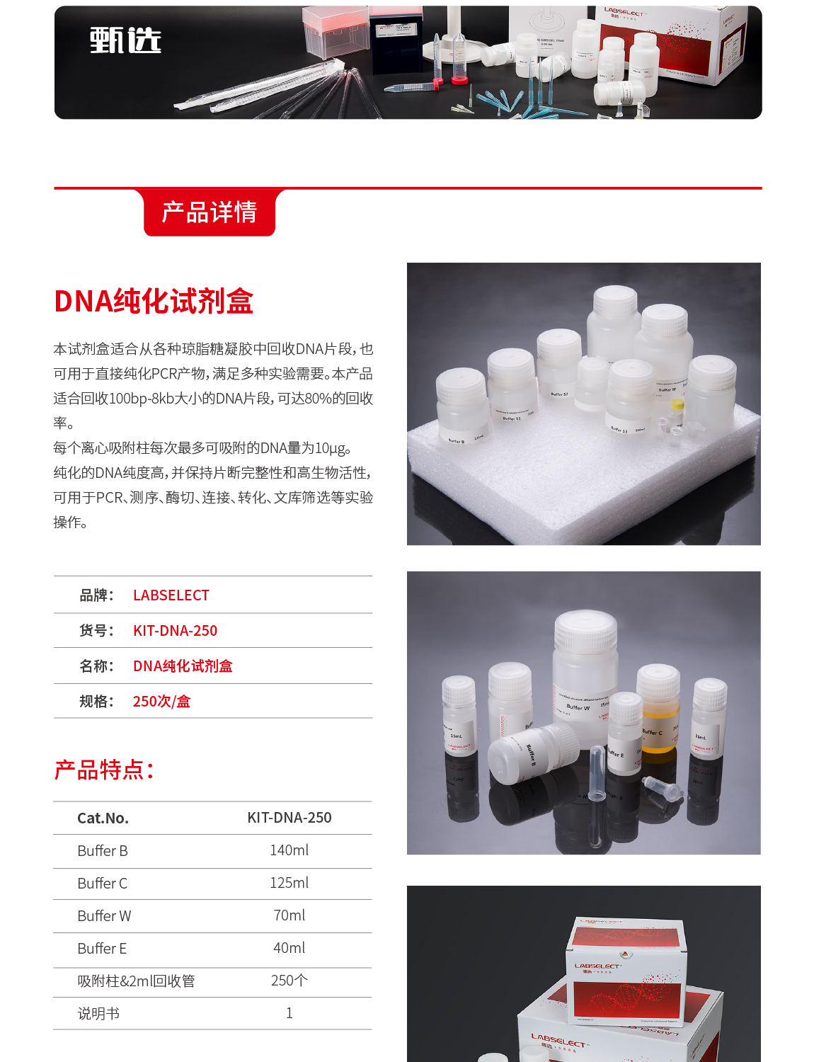 DNA纯化试剂盒  LABSELECT  KIT-DNA-250